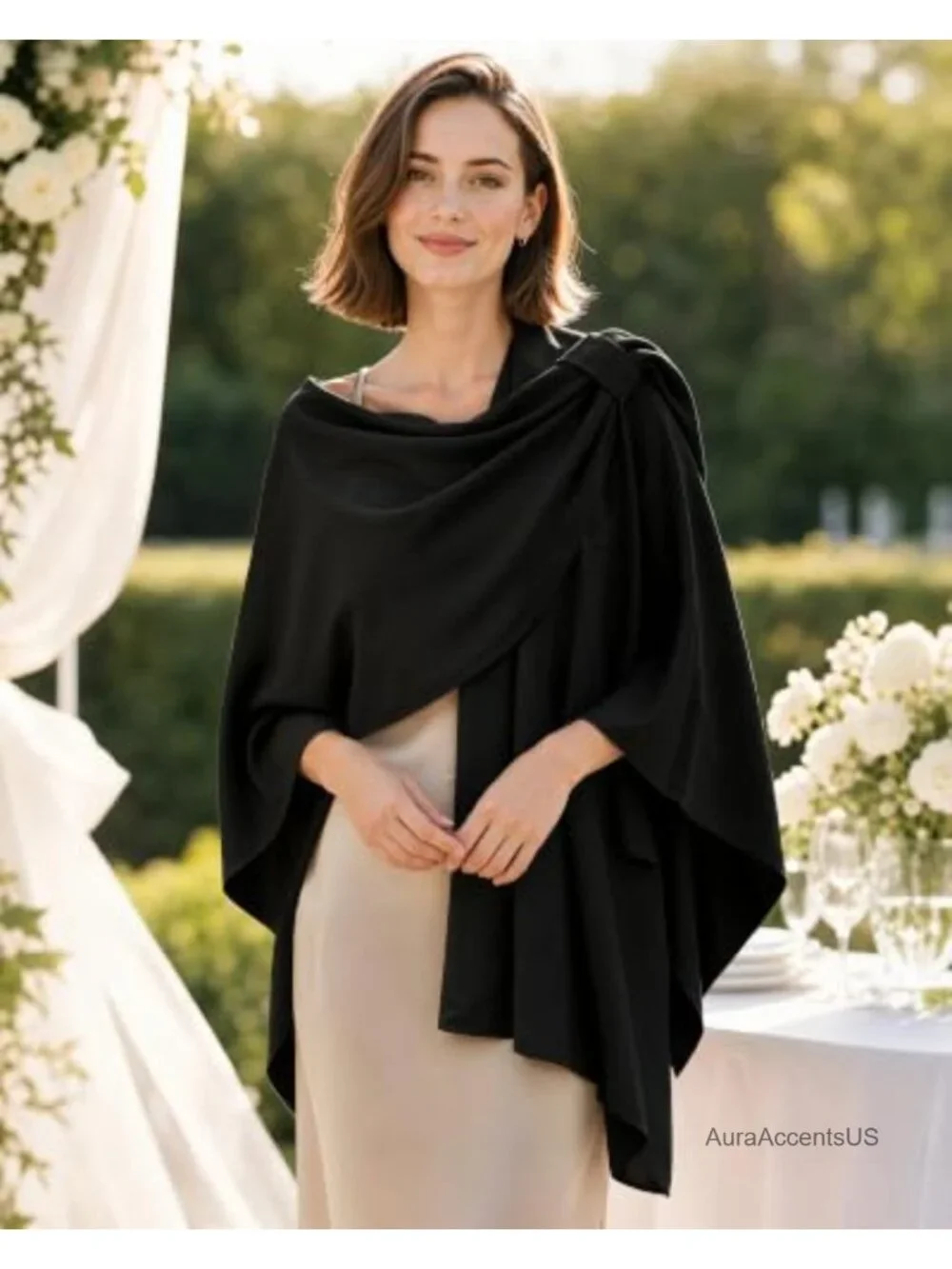 Women's Shawl Wrap Open Front Cape Poncho Sweater Scarf Knit Pashmina